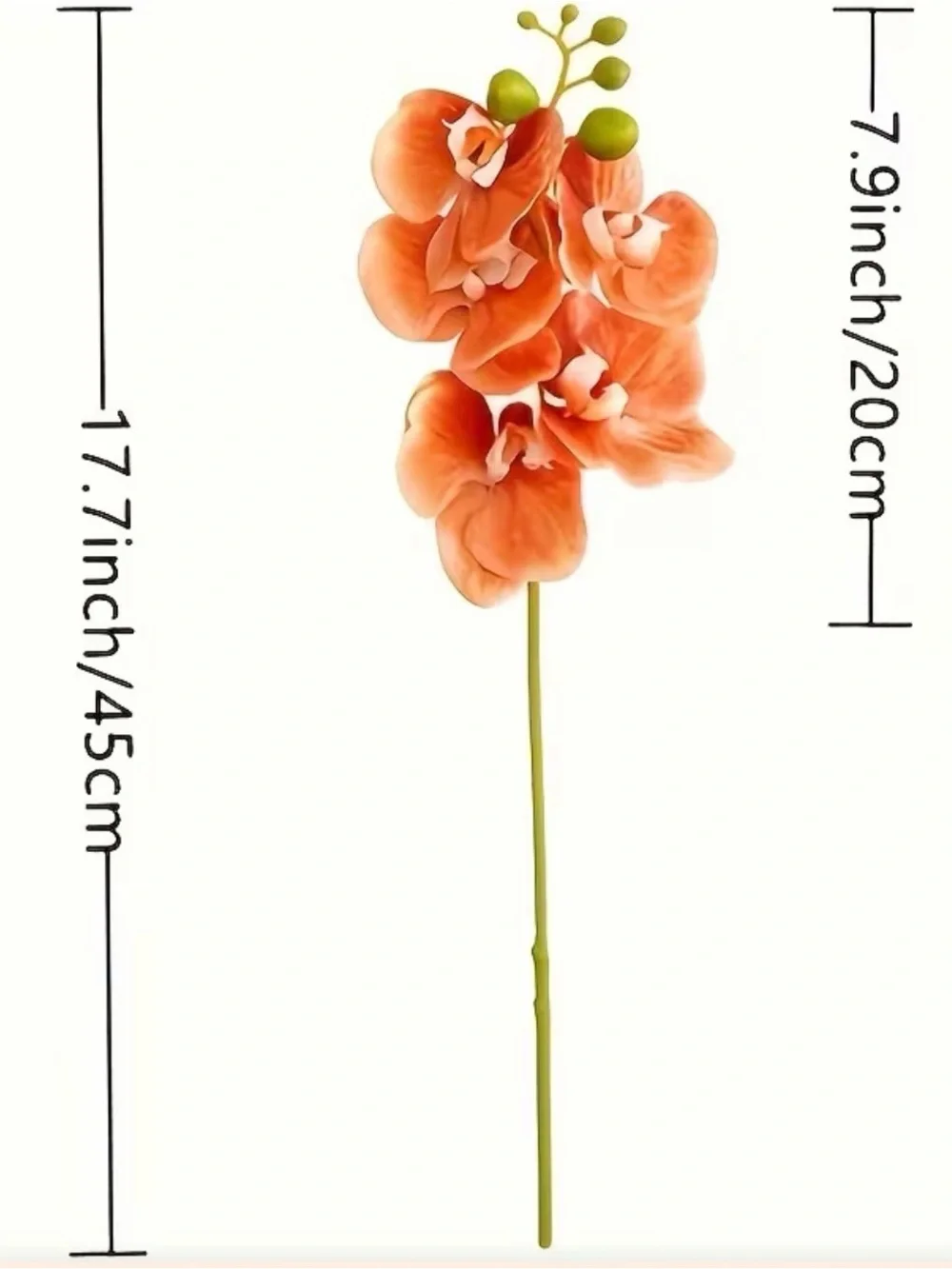 💐 Orange Coral Artificial Faux Orchid Stem Bouquet - 4 pieces 💐